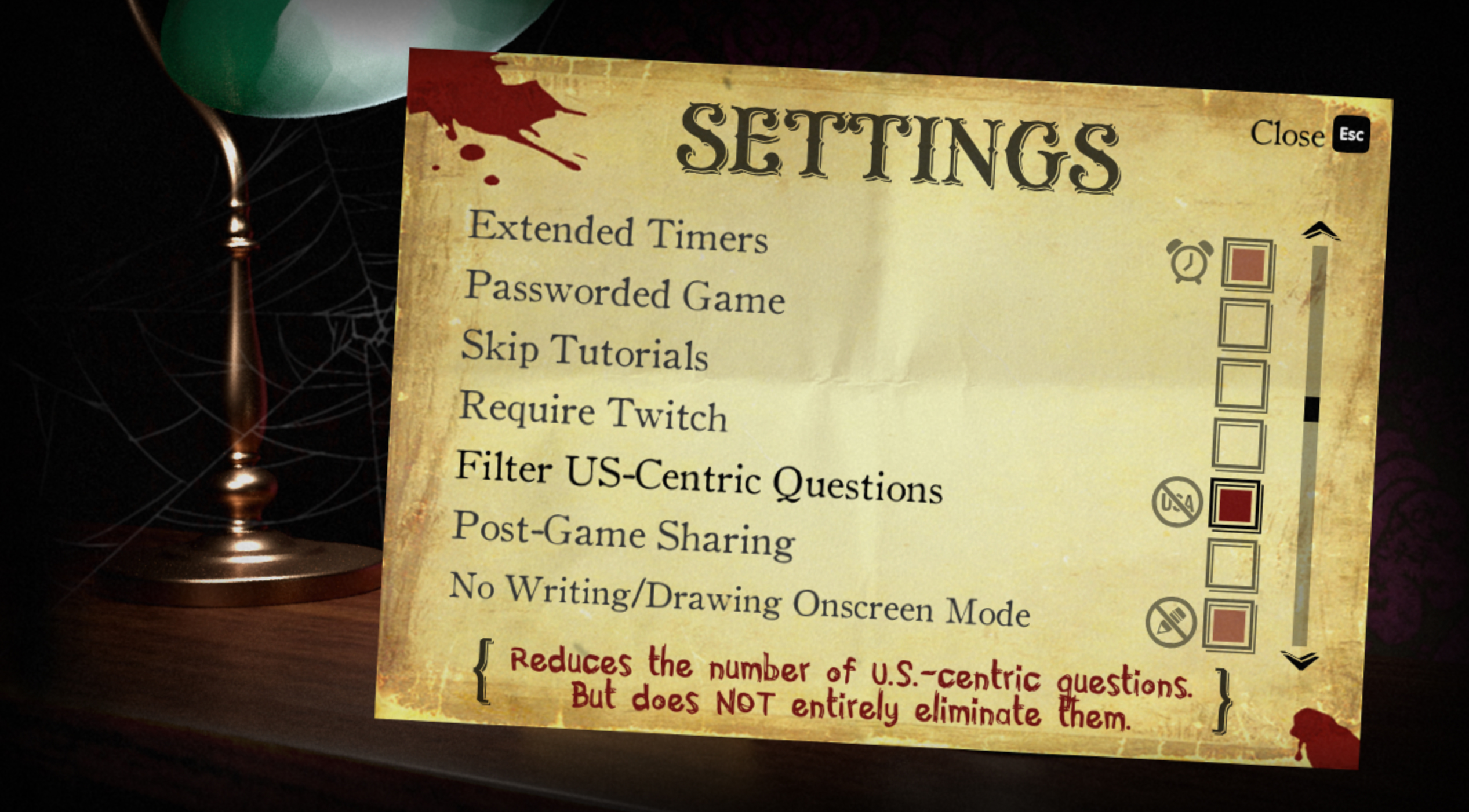 Moderation settings menu